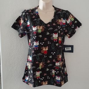 Zoe Chole Scrub Top Christmas